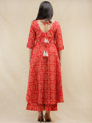 Raas Nazam - Red Bandhani Printed Anarkali Kurta & Palazzo - KS83C2023