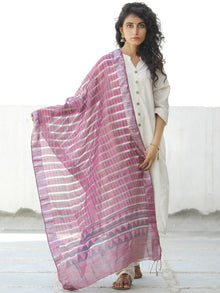 Onion Pink Silver Cotton Silk Hand Block Printed Dupatta  - D04170593