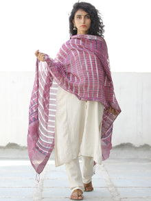 Onion Pink Silver Cotton Silk Hand Block Printed Dupatta  - D04170593