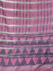 Onion Pink Silver Cotton Silk Hand Block Printed Dupatta  - D04170593