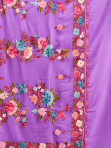 Purple Aari Embroidered Georgette Saree From Kashmir - S031704679
