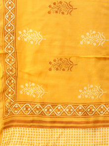 Bright Yellow White Chanderi Shibori Printed Dupatta - D04170745