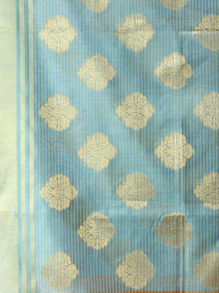 Banarasi Chanderi Dupatta With Resham Work - Sky Blue & Gold - D04170851
