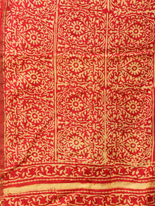 Red Yellow Chanderi Hand Block Printed Dupatta - D04170747