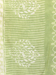 Light Green Ivory Chanderi Hand Block Printed Dupatta - D04170748