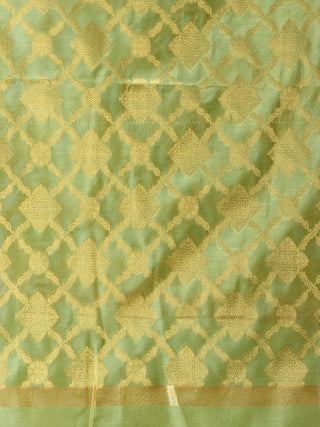 Banarasi Chanderi Dupatta With Zari Work - Light Green & Gold - D04170852