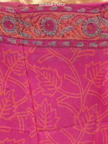 Mergenta Green Hand Block Printed Chiffon Saree with Zari Border - S031703295