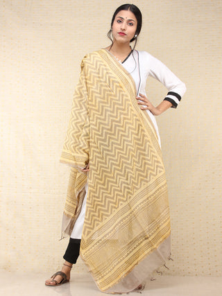 Kashish Yellow Chanderi Hand Block Printed Dupatta - D04170750
