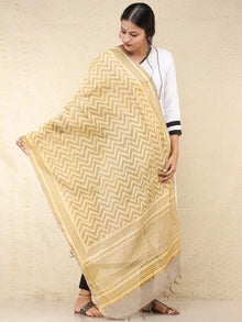 Kashish Yellow Chanderi Hand Block Printed Dupatta - D04170750