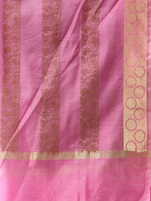 Banarasi Chanderi Dupatta With Zari Work - Pink & Gold - D04170854