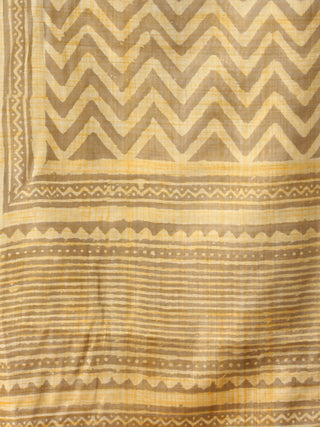 Kashish Yellow Chanderi Hand Block Printed Dupatta - D04170750