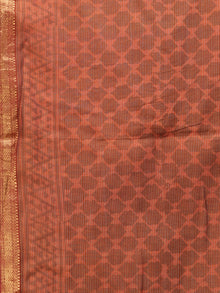 Brown Red Chanderi Hand Block Printed Dupatta - D04170751