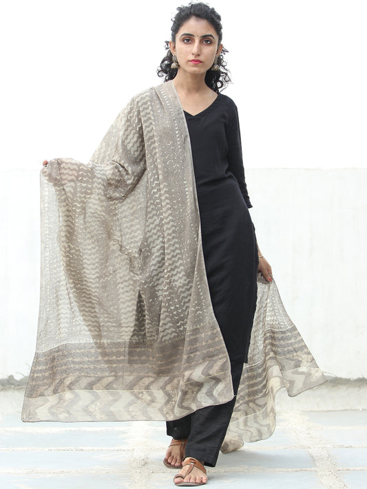 Kashish Ivory Chanderi Hand Block Printed Dupatta - D04170515