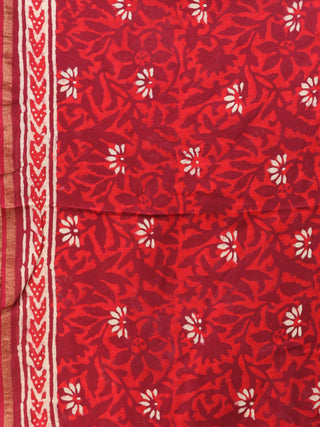 Maroon Red Chanderi Hand Block Printed Dupatta - D04170753