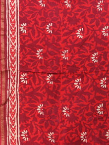 Maroon Red Chanderi Hand Block Printed Dupatta - D04170753