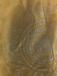 Yellow Silver Kota Silk Hand Block Printed Dupatta - D04170363