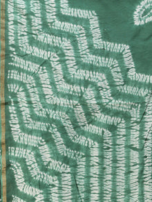 Green White Chanderi Shibori Hand Block Printed Dupatta - D04170752