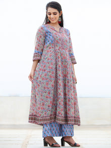Rozana Samina - Set of Pleated Kurta Palazzo & Dupatta - KS160A2479D