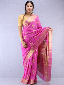 Banarasee Chiffon Saree With Golden Zari Weave - Orchid Pink & Gold - S031704360