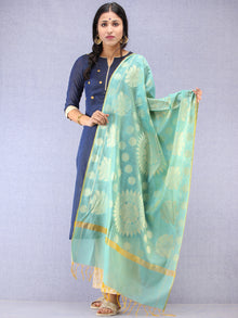 Banarasi Chanderi Dupatta With Resham Work - Sky Blue & Gold - D04170795