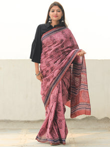 Lavender Indigo Hand Block Printed  Cotton Mul Saree - S031704103