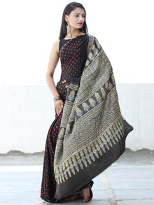 Black Red Indigo Mustard Bandhej Modal Silk Saree With Ajrakh Printed Pallu & Blouse - S031703876