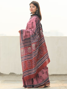 Lavender Indigo Hand Block Printed  Cotton Mul Saree - S031704103