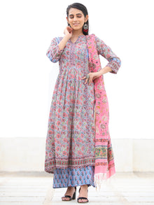 Rozana Samina - Set of Pleated Kurta Palazzo & Dupatta - KS160A2479D