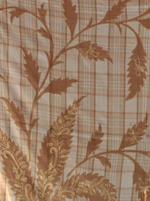 Beige Brown Aari Embroidered Pure Wool Self Check Kashmiri Shawl  - S200509