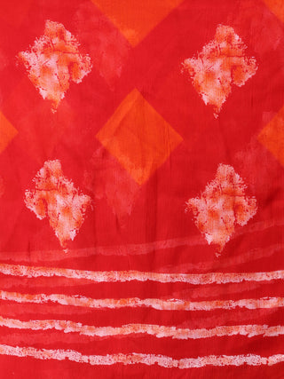 Red Ivory Yellow Georgette Hand Block Printed Dupatta  - D04170692