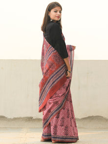 Lavender Indigo Hand Block Printed  Cotton Mul Saree - S031704103