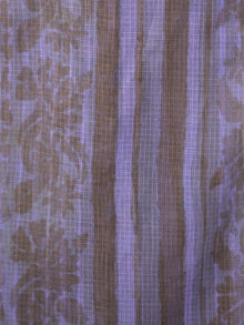 Purple Grey Kota Silk Hand Block Printed Dupatta - D04170451