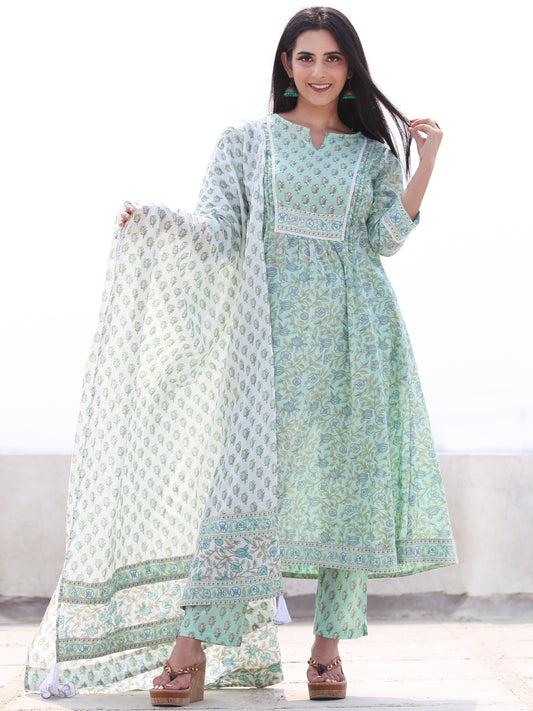 Jashn Shabira - Set of AnarKali Kurta Pants & Dupatta - KS57G2499D