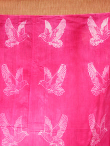 Magenta White Shibori Chanderi Silk Hand Block Printed Saree With Geecha Border - S031704004