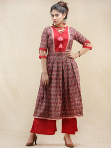 Rozana - Hand Block Printed Anarkali Kurta Palazzo Set - SS02F2006