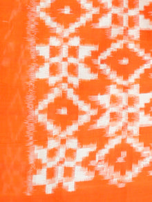 Orange Black White Telia Rumal Double Ikat Handwoven Pochampally Mercerized Cotton Saree - S031703515