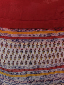 White Yellow Maroon Hand Block Printed Cotton Suit-Salwar Fabric With Chiffon Dupatta (Set of 3) - S16281282