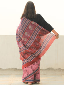 Lavender Indigo Hand Block Printed  Cotton Mul Saree - S031704103