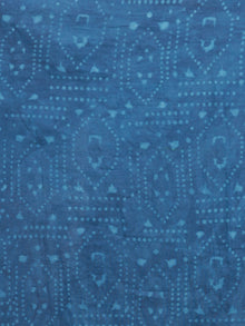 Indigo White Green Hand Block Printed Cotton Mul Saree With Tassels & Mirror Work - S031703020