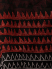 Black Red Beige Hand Block Printed Kota Doria Saree In Natural Colors - S031703196