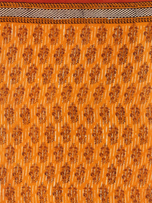 Yellow Rustic Black Hand Block Printed  Cotton Mul Saree - s031704543