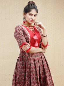 Rozana - Hand Block Printed Anarkali Kurta Palazzo Set - SS02F2006