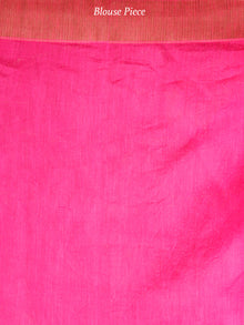 Magenta White Shibori Chanderi Silk Hand Block Printed Saree With Geecha Border - S031704004
