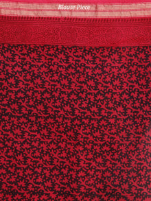 Red- Black Bagh Hand Block Printed Maheswari Silk Saree With Resham Border - S031703831