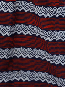 Crimson Red Indigo white Hand Block Printed Straight Skirt With Side Slits - S40FXXX