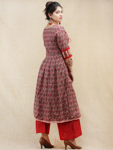Rozana - Hand Block Printed Anarkali Kurta Palazzo Set - SS02F2006