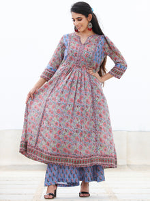 Rozana Samina - Set of Pleated Kurta Palazzo & Dupatta - KS160A2479D