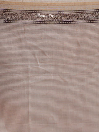 Beige Maroon Black Bagh Hand Block Printed Maheswari Silk Saree - S031703822