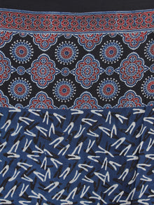 Indigo Ivory Red Ajrakh Hand Block Printed Modal Silk Saree - S031704120