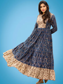 Taraab - Long Hand Block Printed Cotton Tier Dress - D139F1728